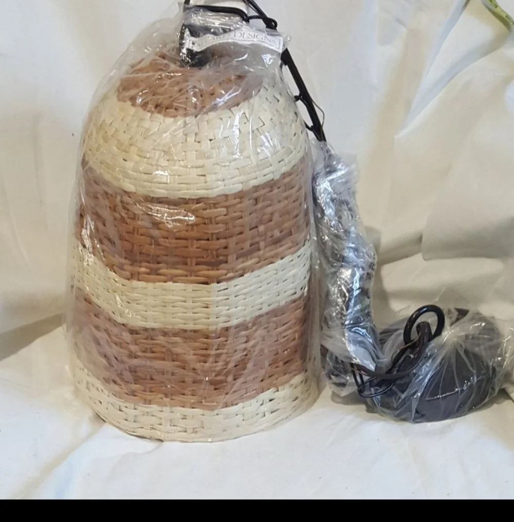 New Rattan Pendant Hanging Light by Ballard Designs  Boho Wicker Fixture